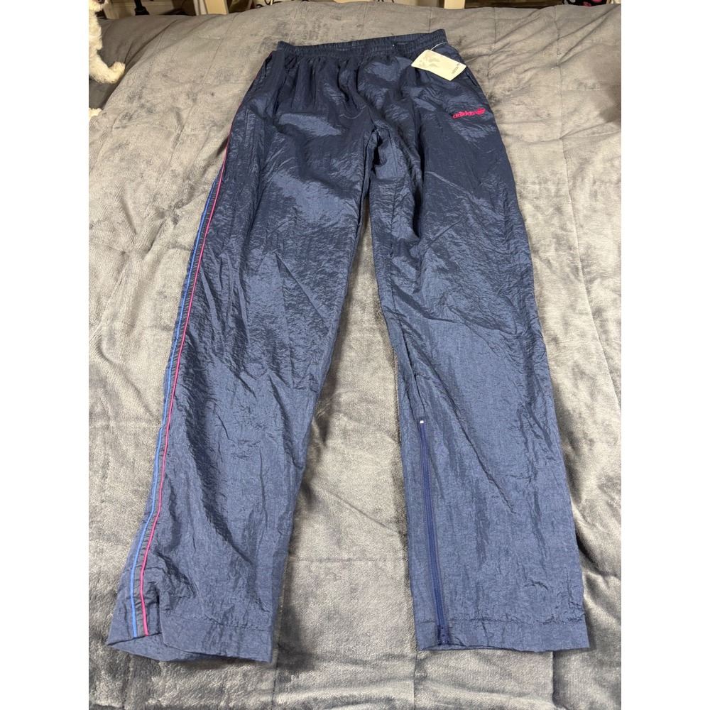 Adidas Originals Vintage Navy Blue Nylon Track Pants Mens Large New With Tags
